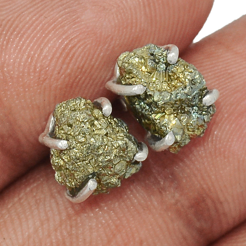 Claw - Mexican Pyrite Druzy Studs - PYDS107