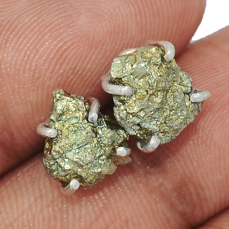 Claw - Mexican Pyrite Druzy Studs - PYDS108