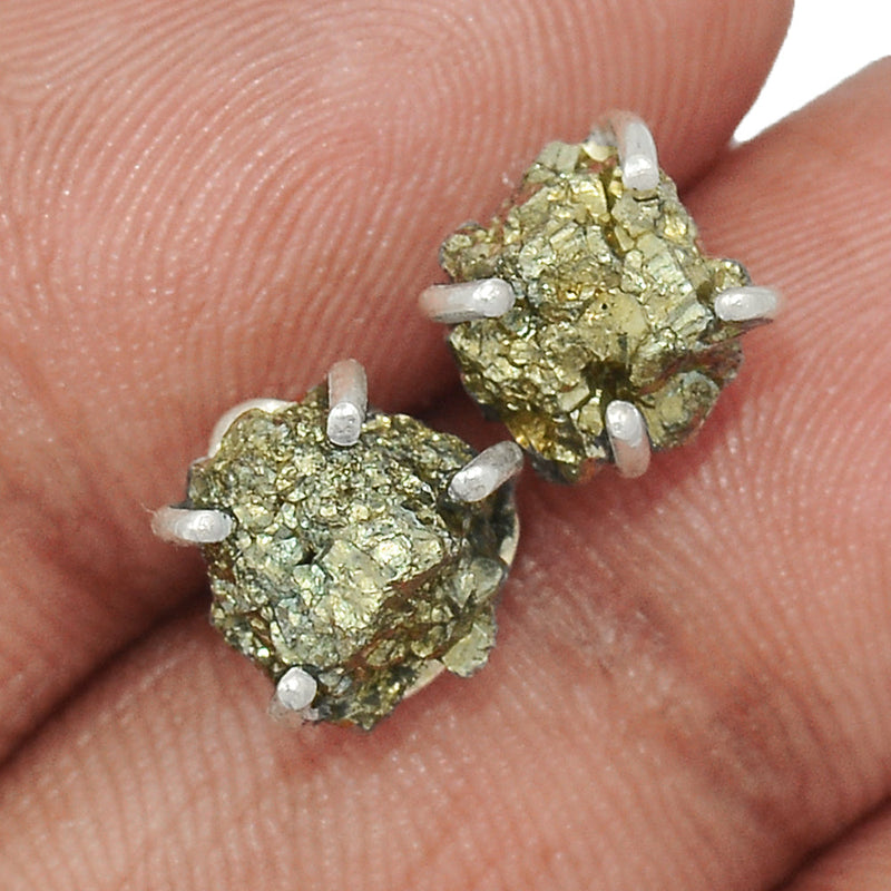 Claw - Mexican Pyrite Druzy Studs - PYDS110