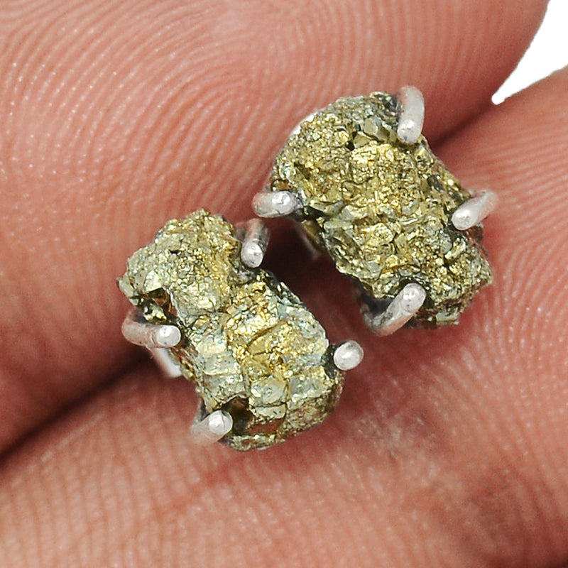 Claw - Mexican Pyrite Druzy Studs - PYDS111