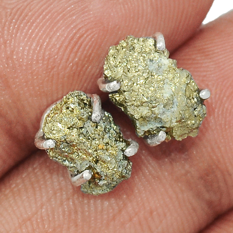 Claw - Mexican Pyrite Druzy Studs - PYDS115