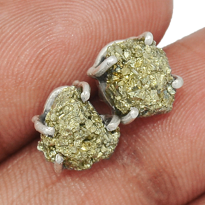 Claw - Mexican Pyrite Druzy Studs - PYDS116