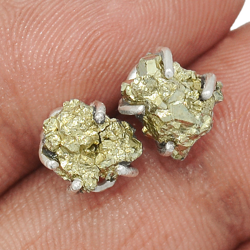 Claw - Mexican Pyrite Druzy Studs - PYDS117