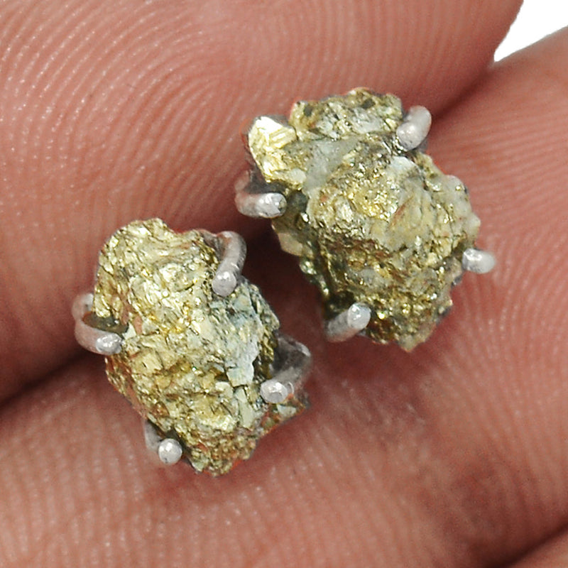 Claw - Mexican Pyrite Druzy Studs - PYDS11
