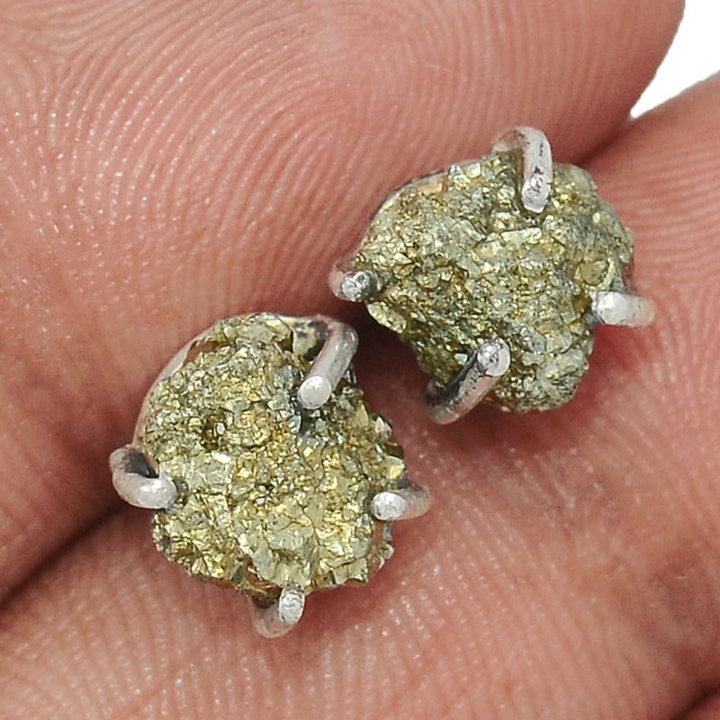 Claw - Mexican Pyrite Druzy Studs - PYDS121