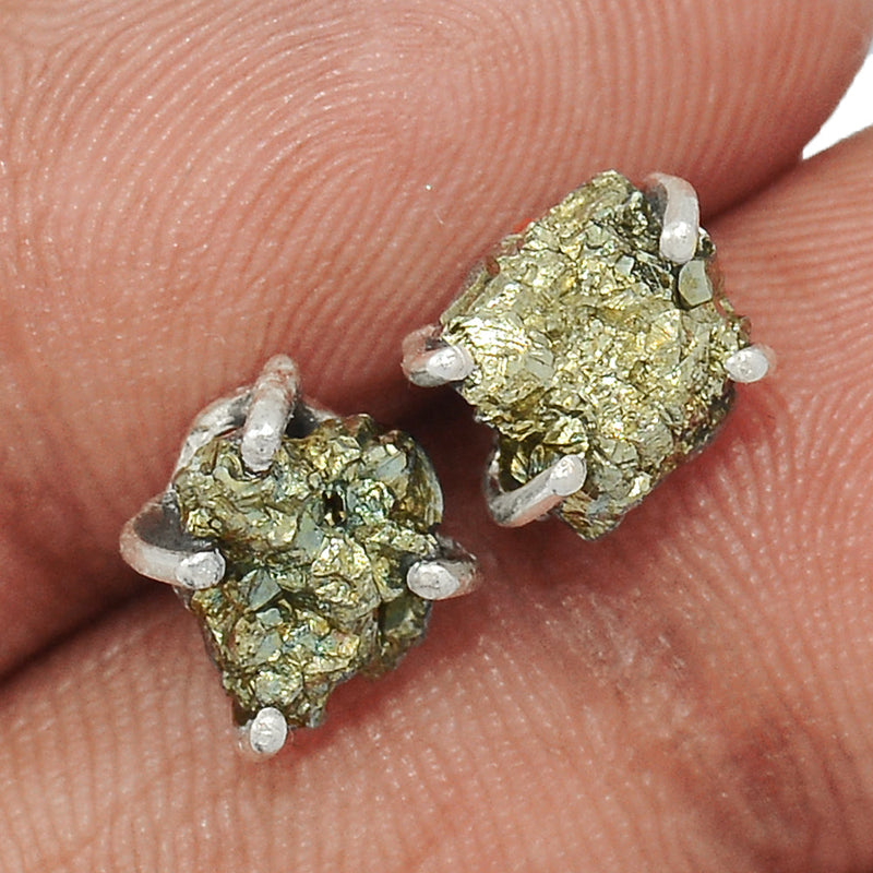 Claw - Mexican Pyrite Druzy Studs - PYDS126