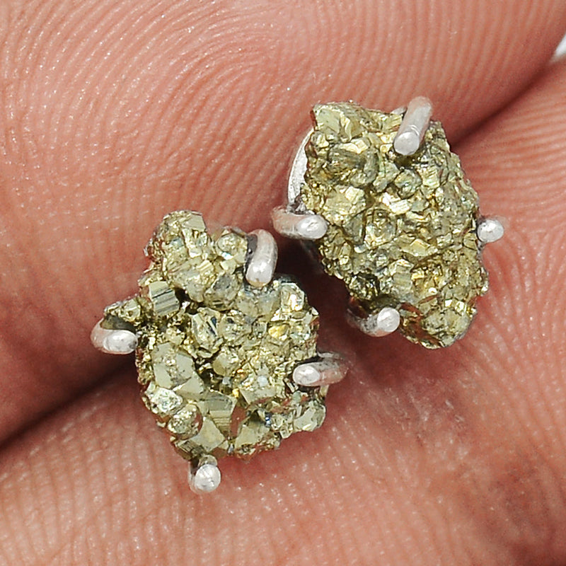 Claw - Mexican Pyrite Druzy Studs - PYDS127
