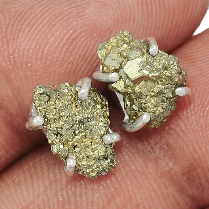 Claw - Mexican Pyrite Druzy Studs - PYDS128