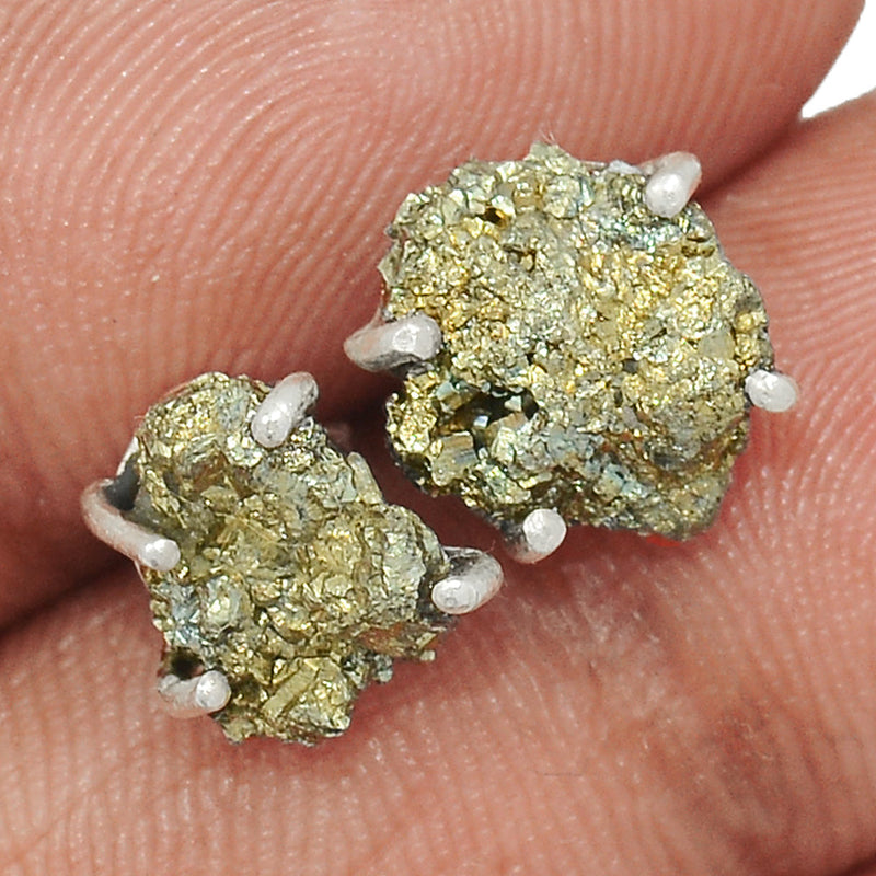 Claw - Mexican Pyrite Druzy Studs - PYDS132