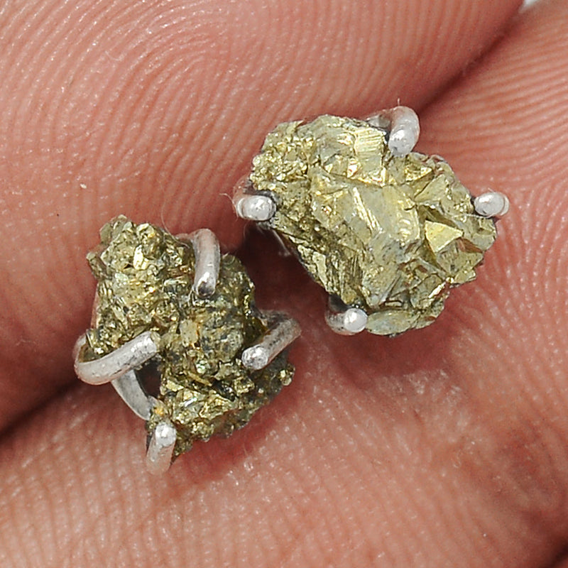 Claw - Mexican Pyrite Druzy Studs - PYDS134