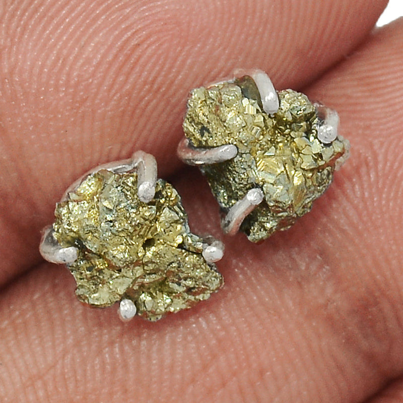 Claw - Mexican Pyrite Druzy Studs - PYDS135