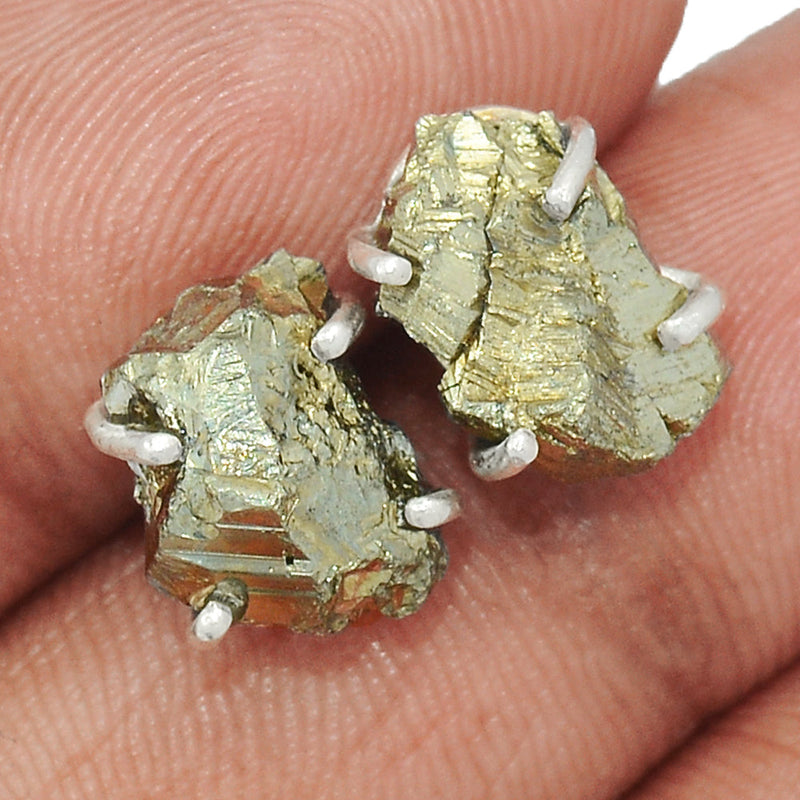 Claw - Mexican Pyrite Druzy Studs - PYDS136