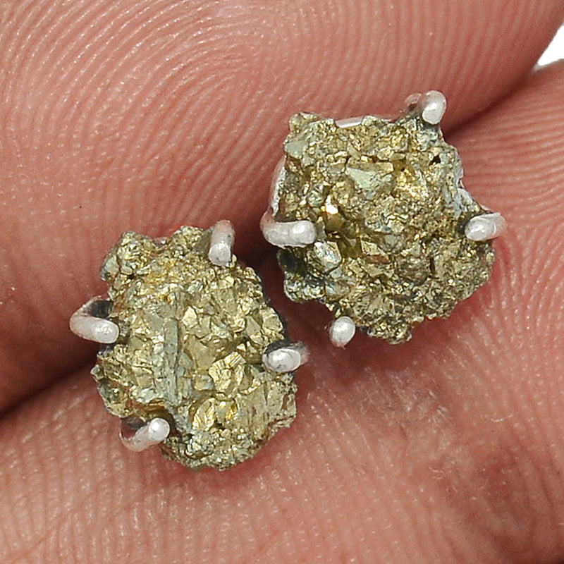 Claw - Mexican Pyrite Druzy Studs - PYDS138