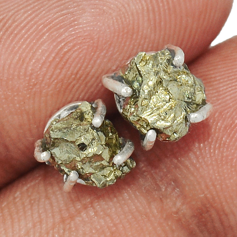 Claw - Mexican Pyrite Druzy Studs - PYDS139