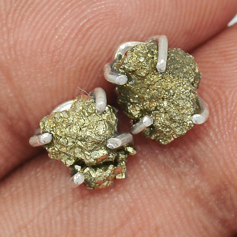 Claw - Mexican Pyrite Druzy Studs - PYDS13