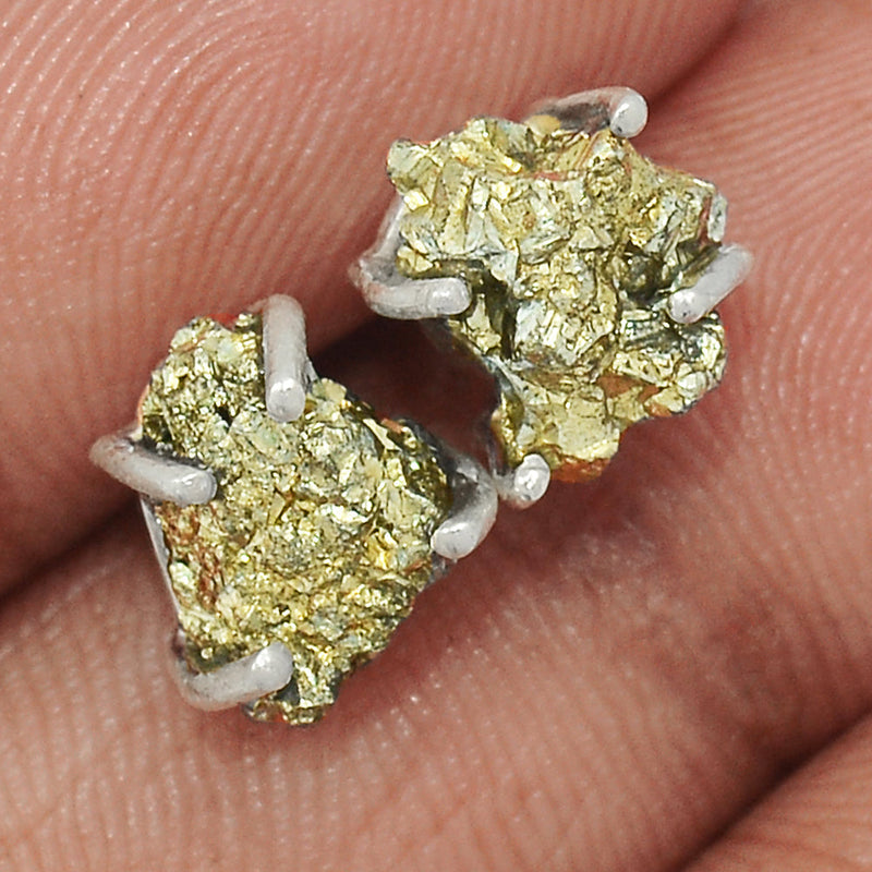 Claw - Mexican Pyrite Druzy Studs - PYDS14