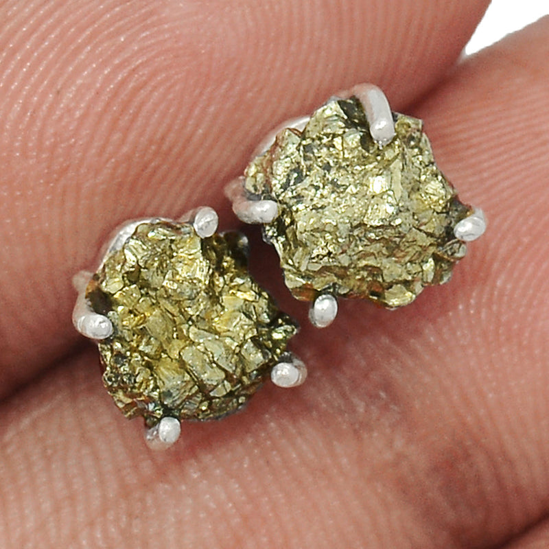 Claw - Mexican Pyrite Druzy Studs - PYDS19