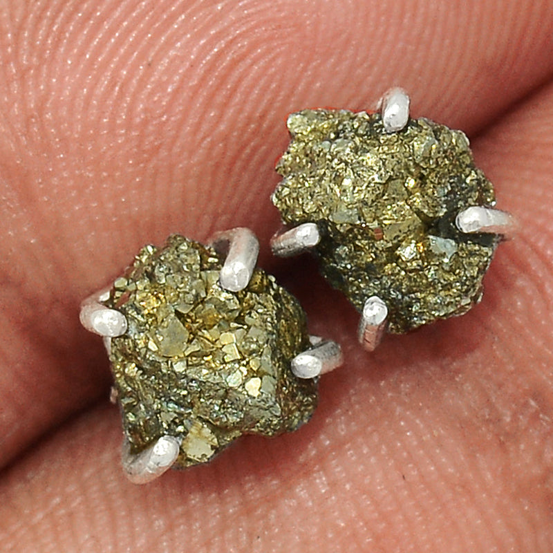 Claw - Mexican Pyrite Druzy Studs - PYDS27