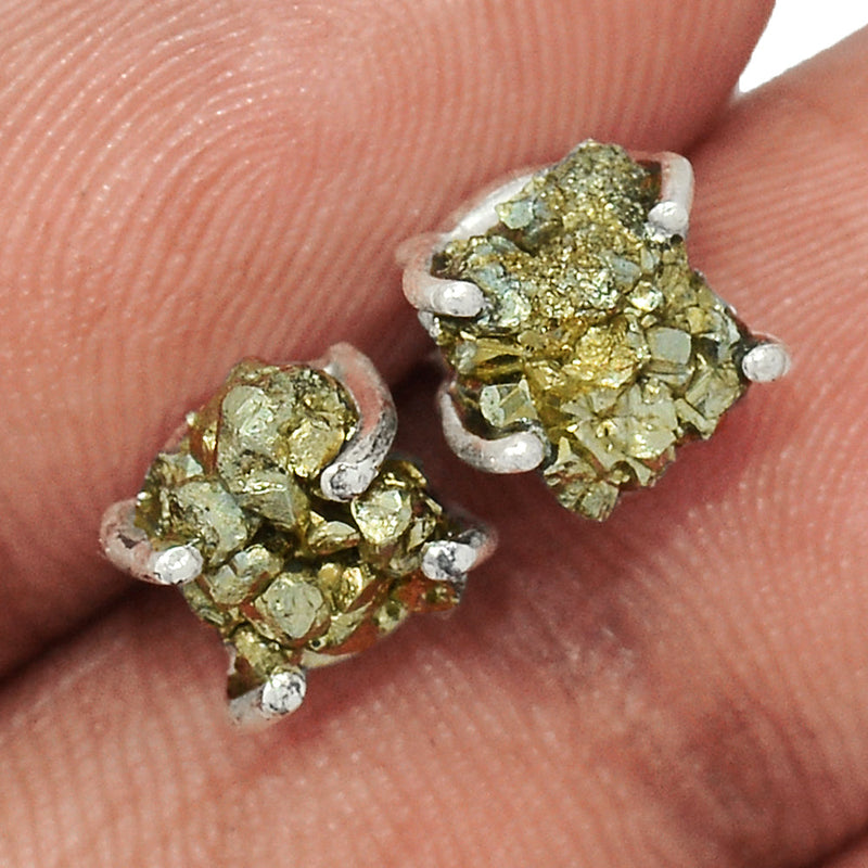 Claw - Mexican Pyrite Druzy Studs - PYDS31
