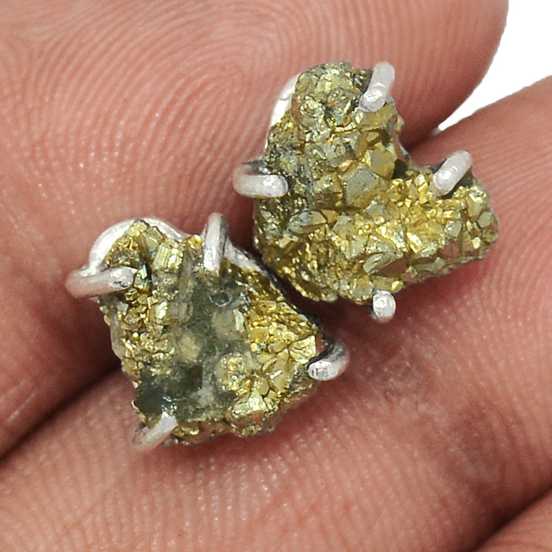 Claw - Mexican Pyrite Druzy Studs - PYDS32