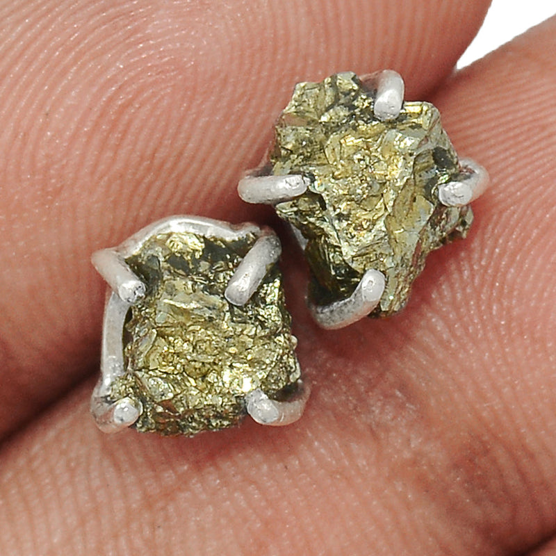 Claw - Mexican Pyrite Druzy Studs - PYDS35