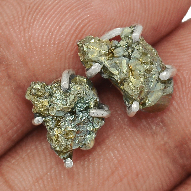 Claw - Mexican Pyrite Druzy Studs - PYDS36