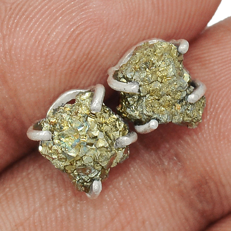 Claw - Mexican Pyrite Druzy Studs - PYDS43