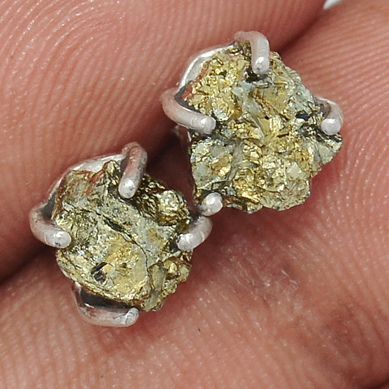 Claw - Mexican Pyrite Druzy Studs - PYDS44