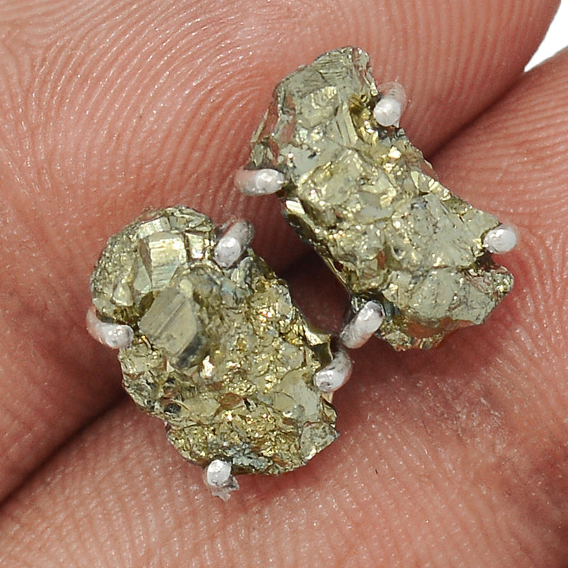 Claw - Mexican Pyrite Druzy Studs - PYDS45