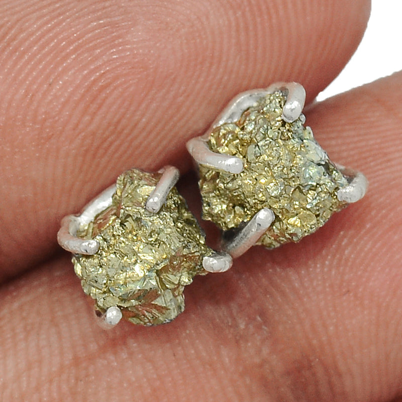 Claw - Mexican Pyrite Druzy Studs - PYDS46
