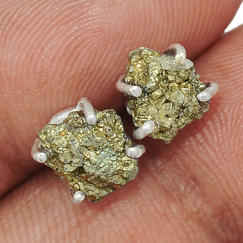 Claw - Mexican Pyrite Druzy Studs - PYDS48