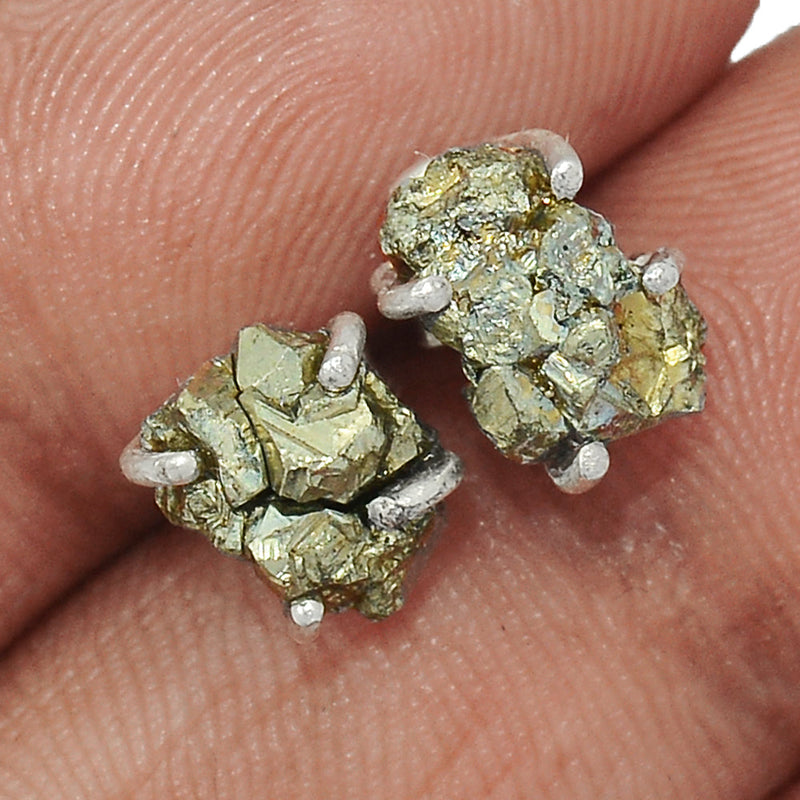 Claw - Mexican Pyrite Druzy Studs - PYDS54