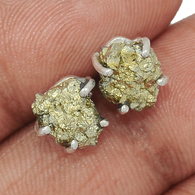 Claw - Mexican Pyrite Druzy Studs - PYDS58