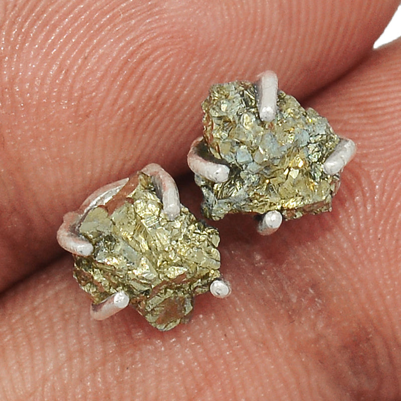 Claw - Mexican Pyrite Druzy Studs - PYDS59