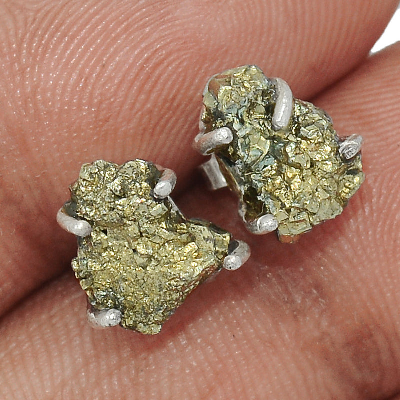 Claw - Mexican Pyrite Druzy Studs - PYDS61