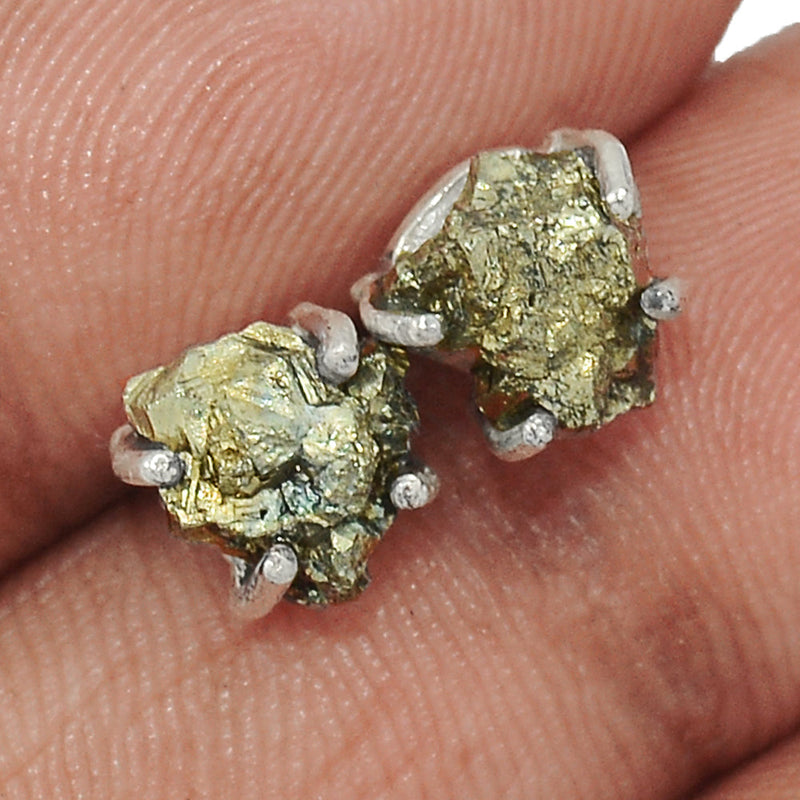 Claw - Mexican Pyrite Druzy Studs - PYDS62