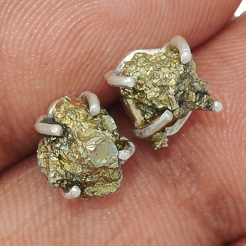 Claw - Mexican Pyrite Druzy Studs - PYDS63