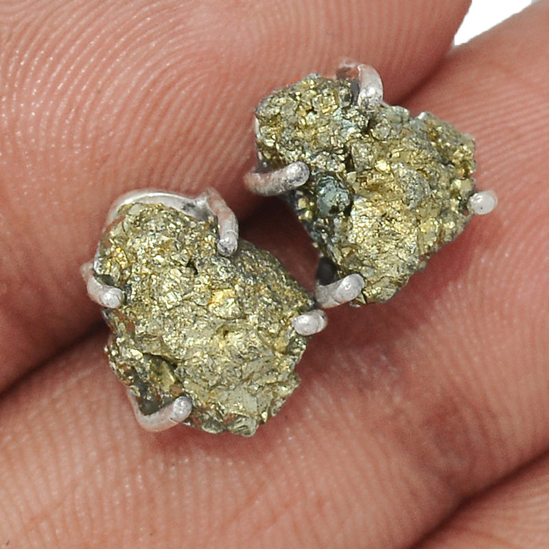 Claw - Mexican Pyrite Druzy Studs - PYDS66