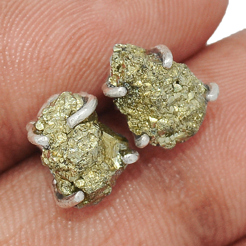 Claw - Mexican Pyrite Druzy Studs - PYDS67