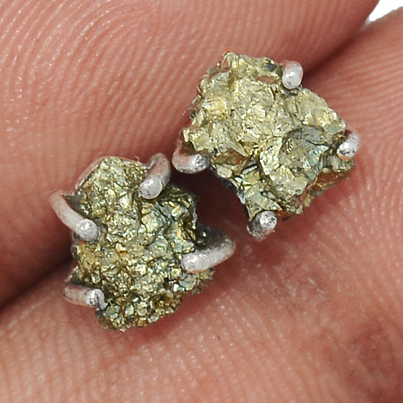 Claw - Mexican Pyrite Druzy Studs - PYDS68