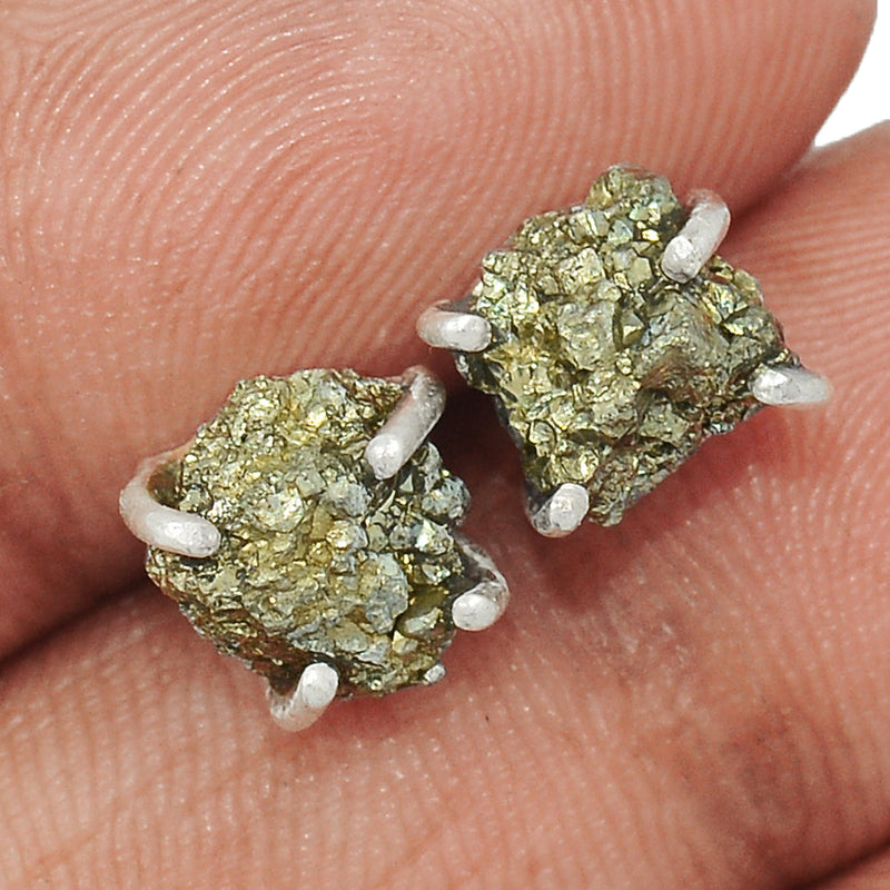 Claw - Mexican Pyrite Druzy Studs - PYDS69