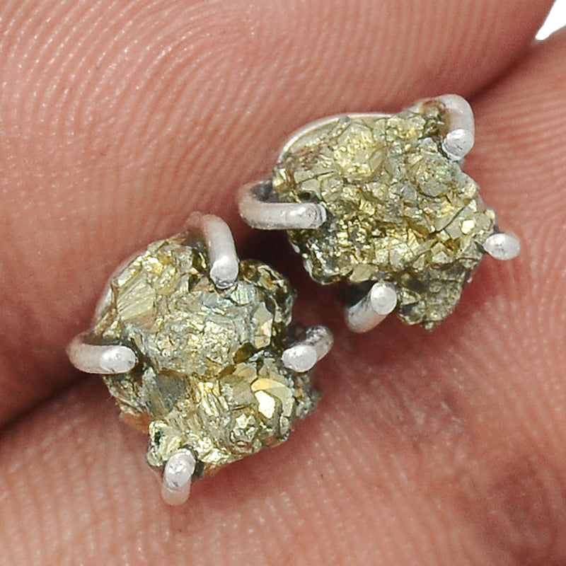 Claw - Mexican Pyrite Druzy Studs - PYDS70