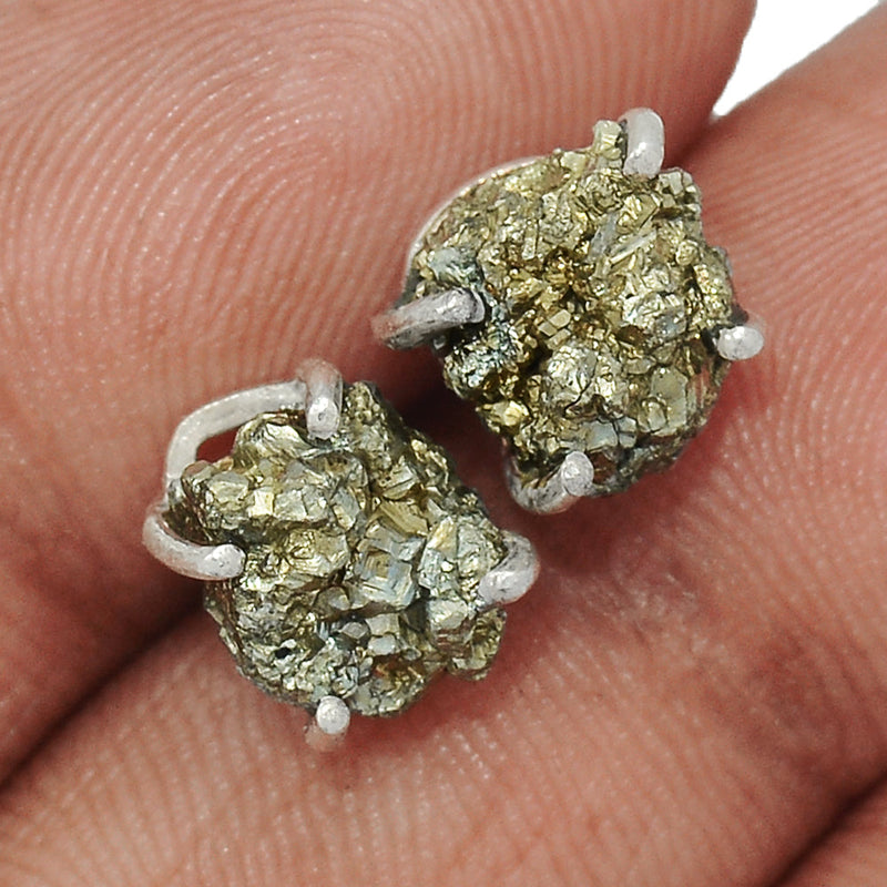 Claw - Mexican Pyrite Druzy Studs - PYDS72