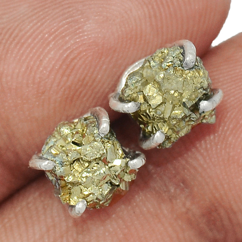 Claw - Mexican Pyrite Druzy Studs - PYDS73