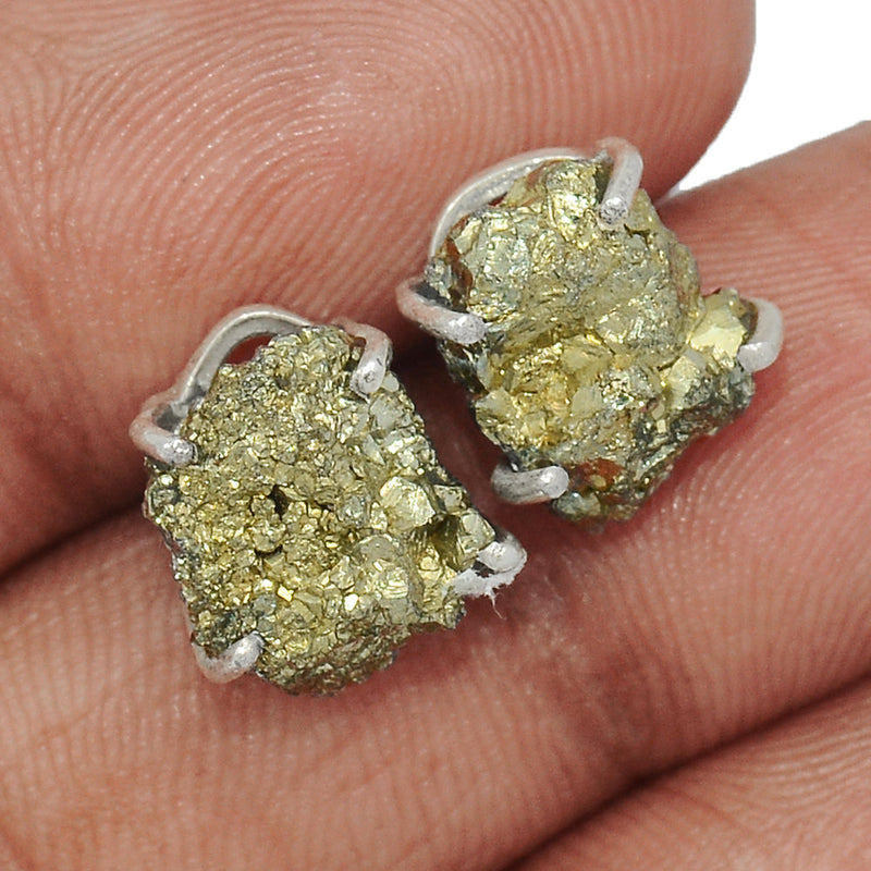 Claw - Mexican Pyrite Druzy Studs - PYDS74