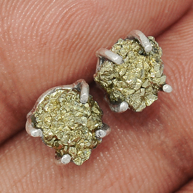 Claw - Mexican Pyrite Druzy Studs - PYDS75