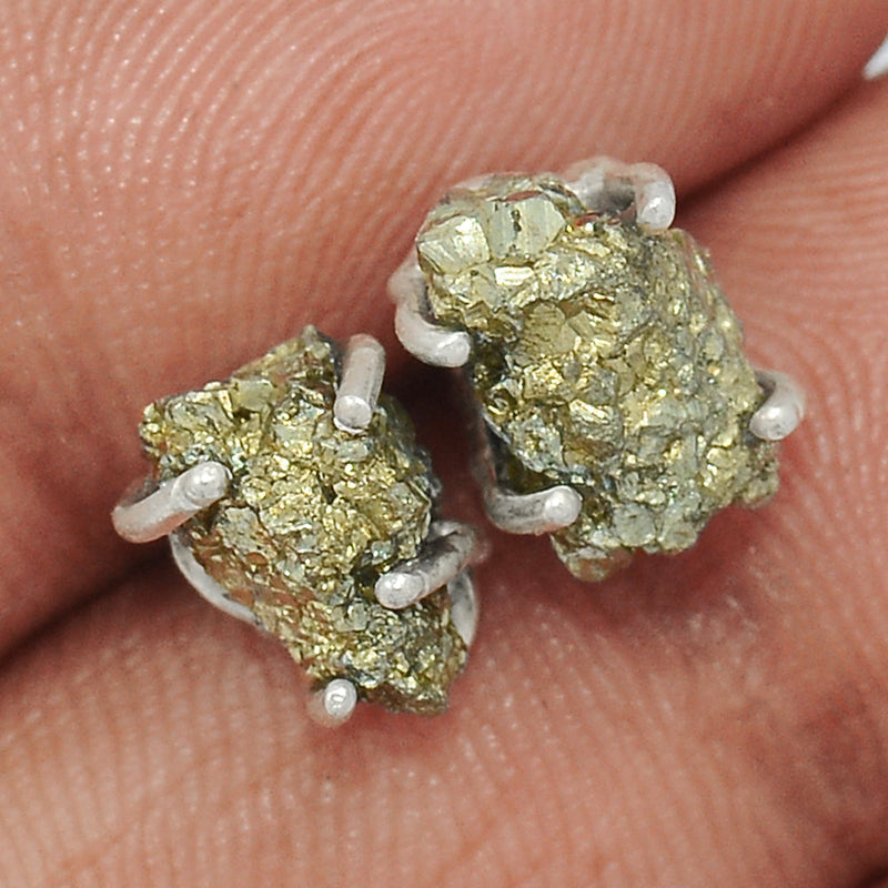 Claw - Mexican Pyrite Druzy Studs - PYDS77