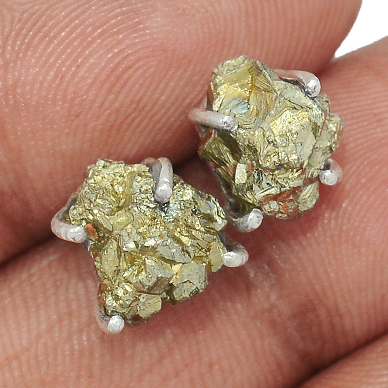 Claw - Mexican Pyrite Druzy Studs - PYDS78