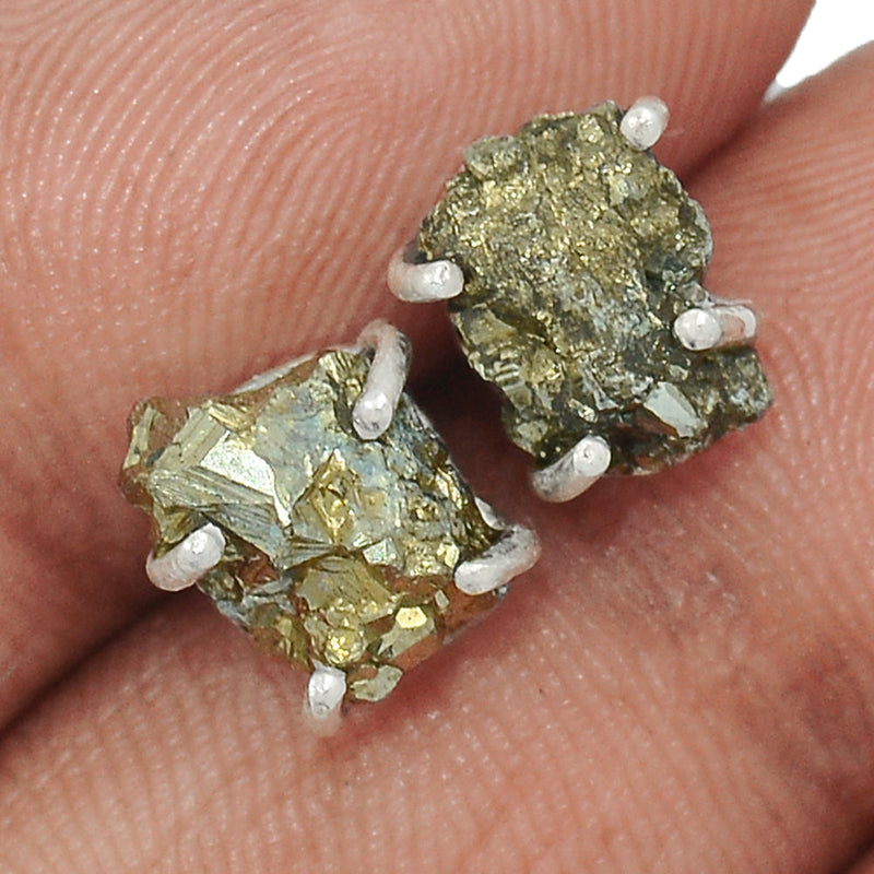 Claw - Mexican Pyrite Druzy Studs - PYDS79