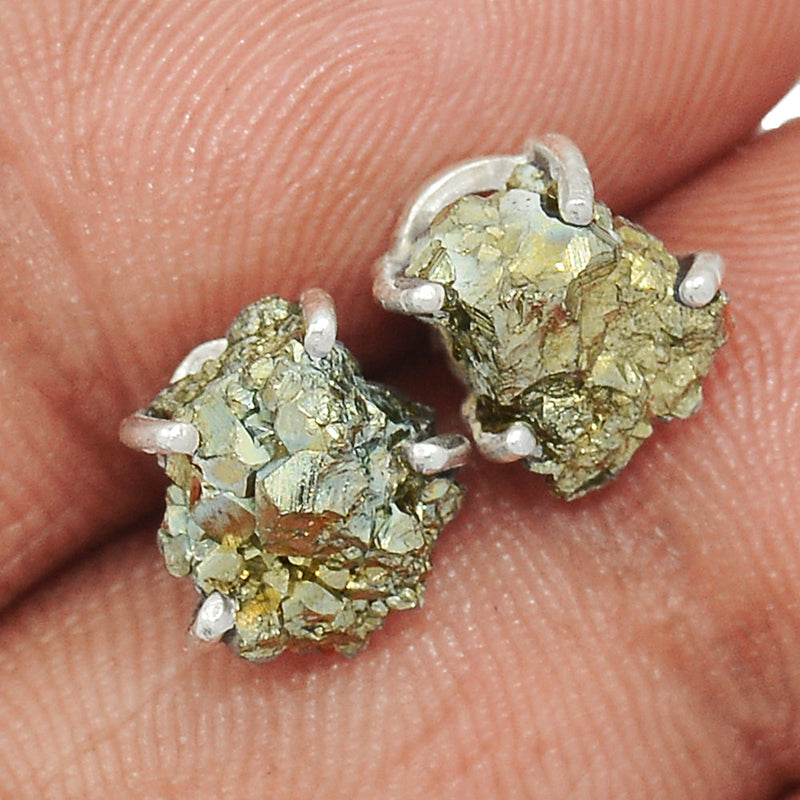 Claw - Mexican Pyrite Druzy Studs - PYDS7